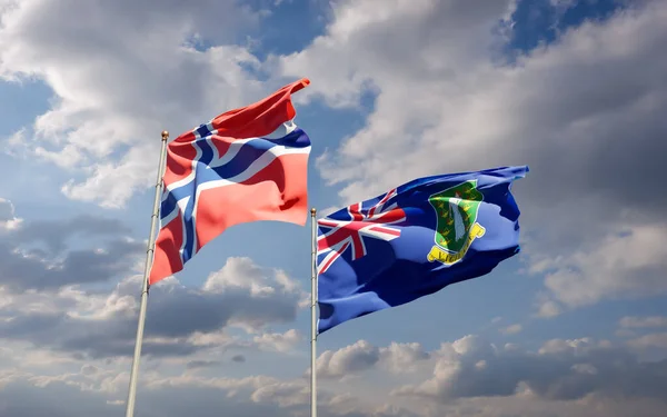 Norges Och Brittiska Jungfruöarnas Flagg Konstverk — Stockfoto