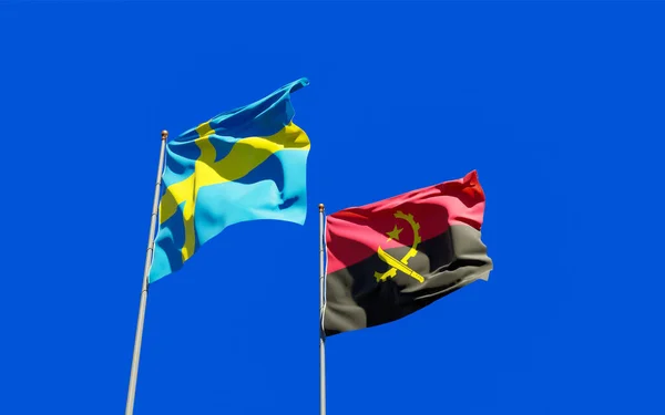 Прапори Швеції Анголи Ілюстрація — стокове фото