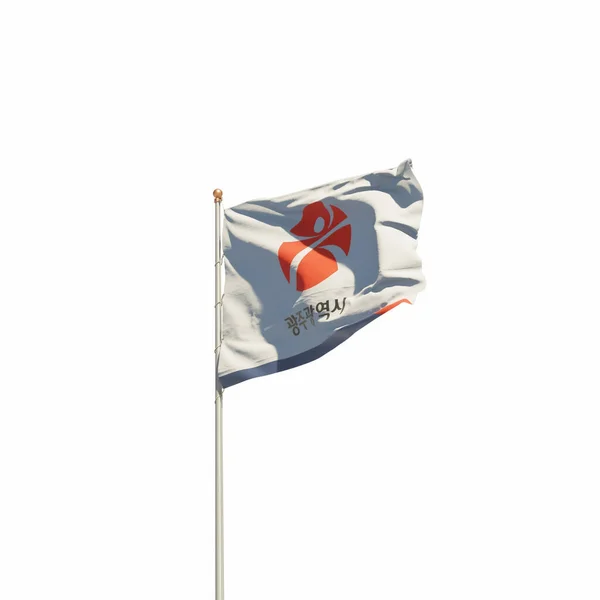 Gwangju Coreia Bandeira Isolada Branco Obra — Fotografia de Stock