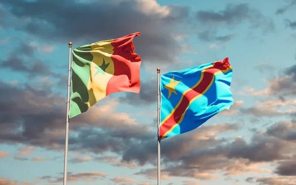 Bandeiras Senegal Congo Obra — Fotografia de Stock