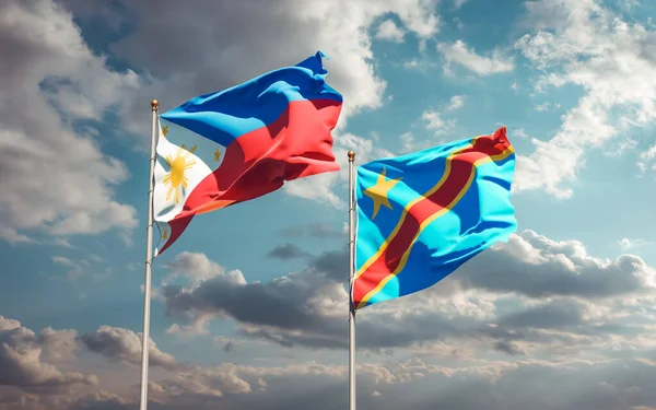 Flaggor Kongo Och Kongo Konstverk — Stockfoto