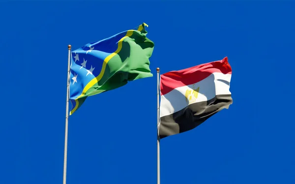 Bandiere Delle Isole Salomone Dell Egitto Opere Arte — Foto Stock