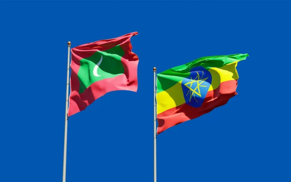 Σημαίες Των Μαλδίβων Και Της Αιθιοπίας Έργα Τέχνης — Φωτογραφία Αρχείου