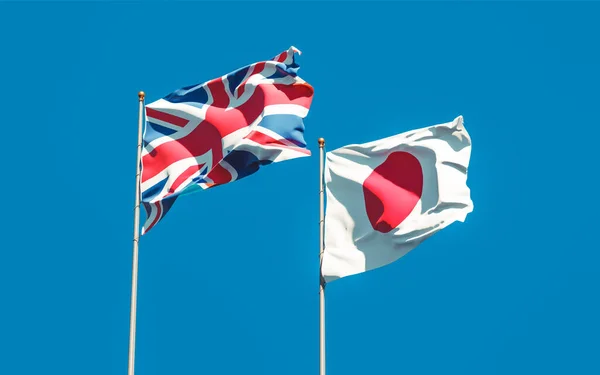 Bandeiras Reino Unido Japão Obra — Fotografia de Stock