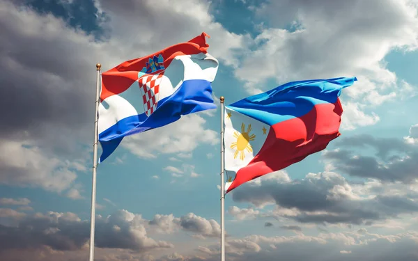 菲律宾和克罗地亚的国旗 3D艺术品 — 图库照片