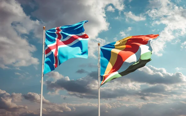 Vlaggen Van Ijsland Seychellen Kunstwerken — Stockfoto