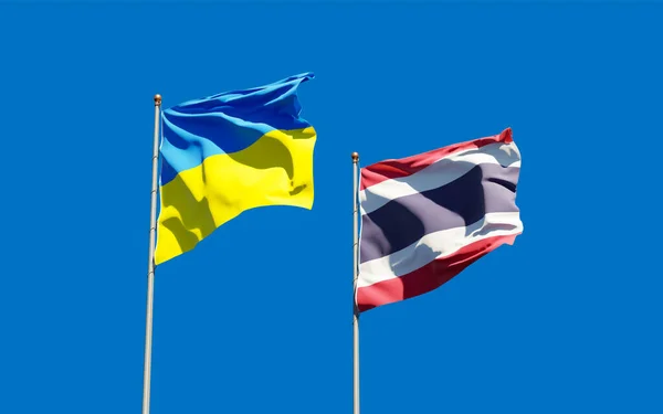 Flaggen Der Ukraine Und Thailands Kunstwerke — Stockfoto