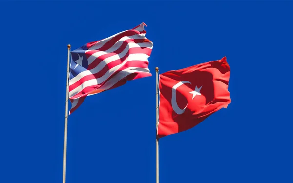 Drapeaux Libéria Turquie Oeuvre — Photo