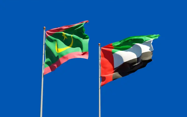 Vlajky Mauritánie Spojených Arabských Emirátů Kresba — Stock fotografie