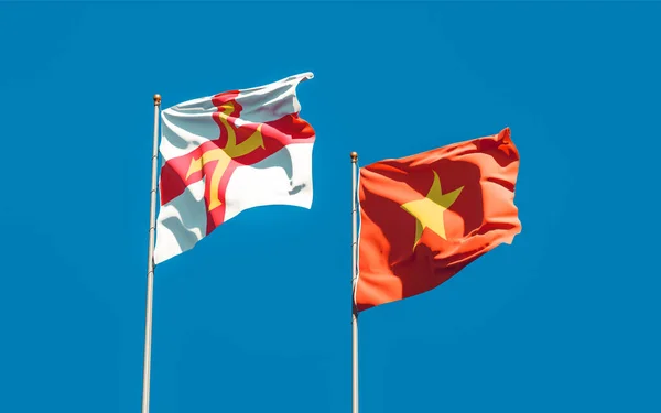 Banderas Guernsey Vietnam Obras Arte —  Fotos de Stock