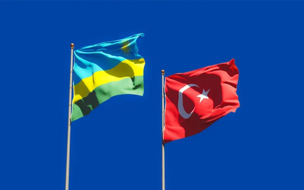 Bandeiras Ruanda Turquia Obra — Fotografia de Stock