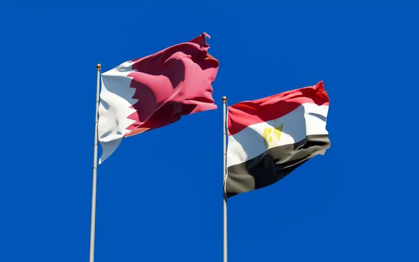 Bandiere Del Qatar Dell Egitto Opere Arte — Foto Stock