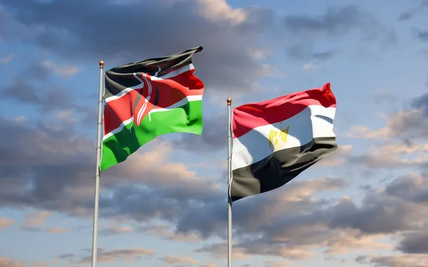 ケニアとエジプトの国旗 3Dアートワーク — ストック写真