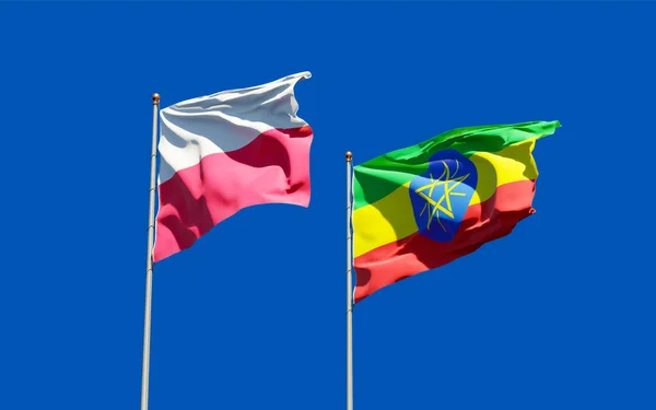 Lengyelország Etiópia Zászlói Grafika — Stock Fotó