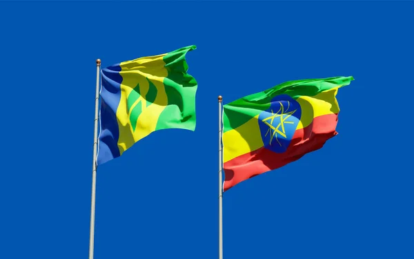 セントビンセント グレナディーンとエチオピアの旗 3Dアートワーク — ストック写真