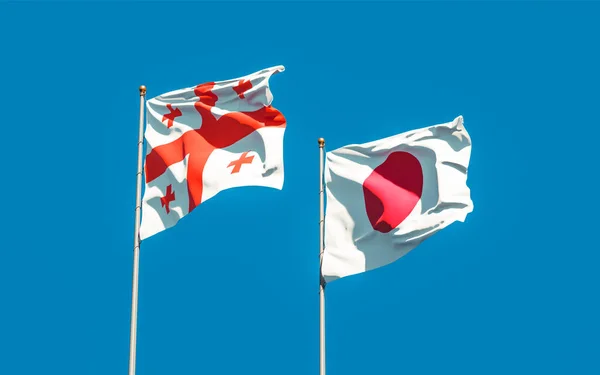 Flaggor Från Georgien Och Japan Konstverk — Stockfoto