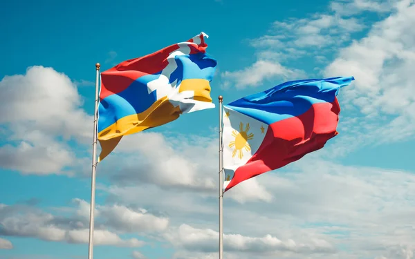 Filipinler ve Artsakh bayrakları. 3B sanat eseri  