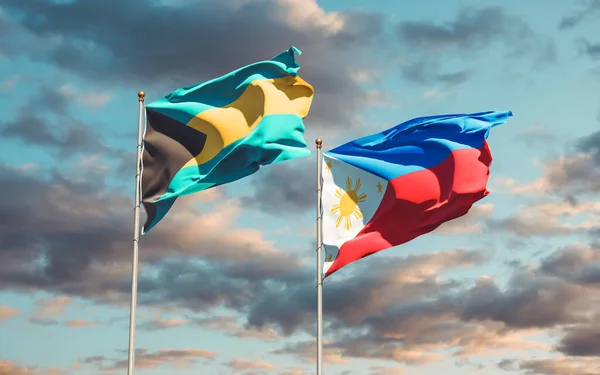 菲律宾和巴哈马的国旗 3D艺术品 — 图库照片