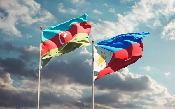 Banderas Azerbaiyán Filipinas Obras Arte —  Fotos de Stock