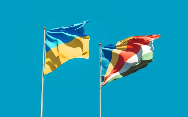 우크라이나와 세이셸의 깃발이다 — 스톡 사진