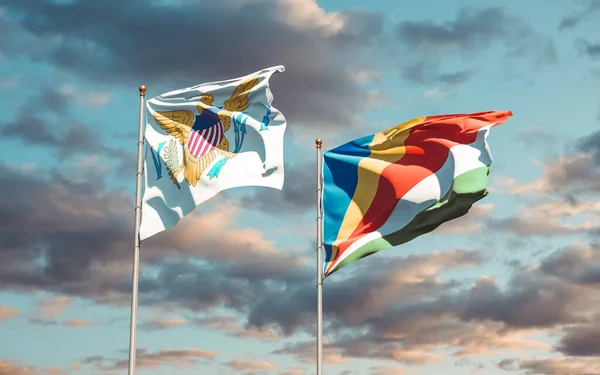 Flaggor Från Amerikanska Jungfruöarna Och Seychellerna Konstverk — Stockfoto