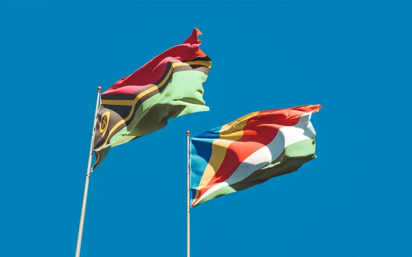 バヌアツとセーシェルの旗 3Dアートワーク — ストック写真