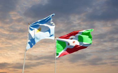 Arjantin ve Burundi bayrakları. 3B sanat eseri  