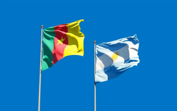 アルゼンチンとカメルーンの国旗 3Dアートワーク — ストック写真