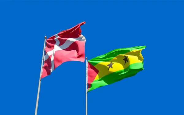 Flags Sao Tome Principe Denmark Artwork — Stock Photo, Image