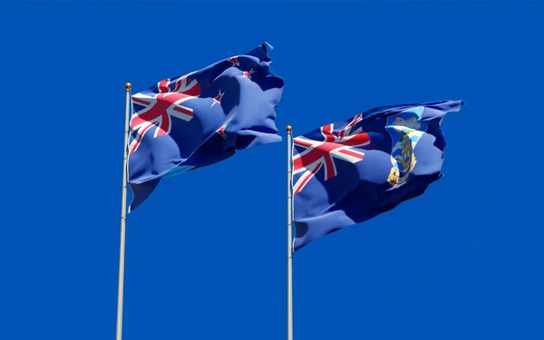 Drapeaux Des Îles Falkland Nouvelle Zélande Oeuvre — Photo