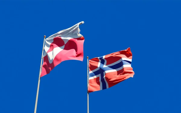 グリーンランドとノルウェーの国旗 3Dアートワーク — ストック写真