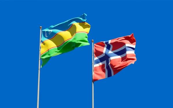 カラカルパクとノルウェーの国旗 3Dアートワーク — ストック写真