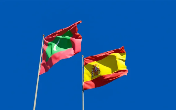 Banderas Maldivas España Obras Arte —  Fotos de Stock
