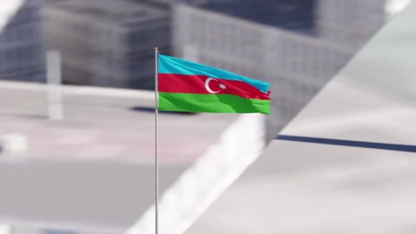 空にアゼルバイジャンの旗を振って美しいの映画のチラシ. — ストック動画