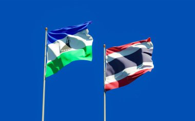 Lesotho ve Tayland bayrakları. 3B sanat eseri  