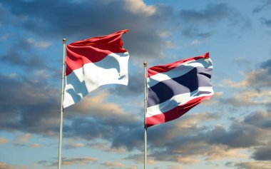 Monako ve Tayland bayrakları. 3B sanat eseri  