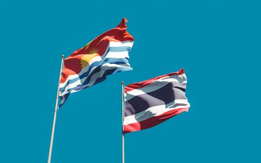 Kiribati ve Tayland bayrakları. 3B sanat eseri  