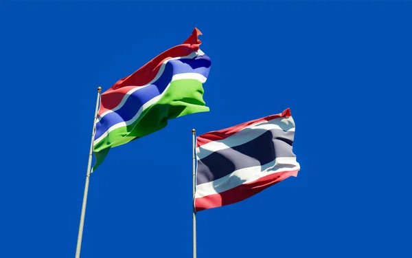 Bandeiras Gâmbia Tailândia Obra — Fotografia de Stock