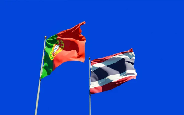 Drapeaux Portugal Thaïlande Oeuvre — Photo