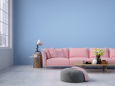  oturma odası çatı iç. 3D render