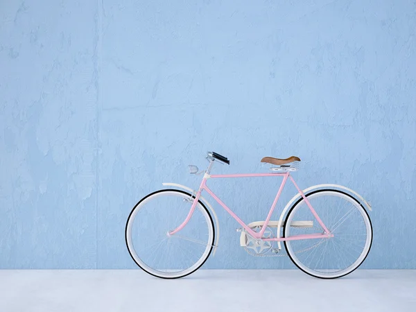 Retro rower starodawny stary i niebieskie ściany. renderowania 3D — Zdjęcie stockowe