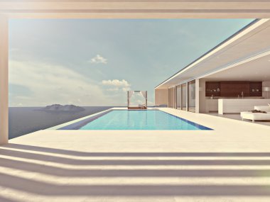 lüks Yüzme Havuzu. renk edit.3d işleme