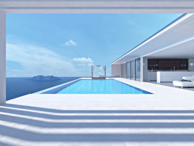 lüks Yüzme Havuzu. 3D render