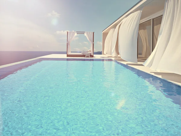 Piscina de luxo. renderização edit.3d cor — Fotografia de Stock