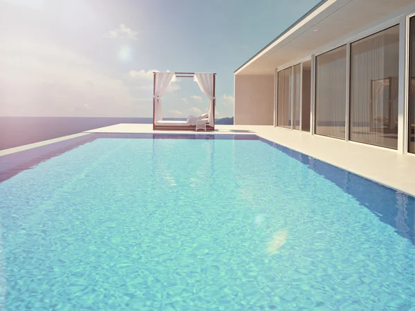 Luxury swimming pool. color edit.3d rendering — Stock Photo, Image