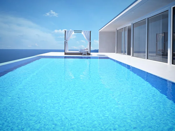 Luxus medencével várja vendégeit. 3D-leképezés — Stock Fotó