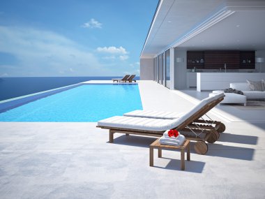 luxury swimming pool. 3d rendering clipart