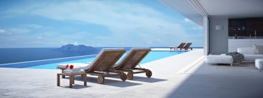 lüks Yüzme Havuzu. 3D render