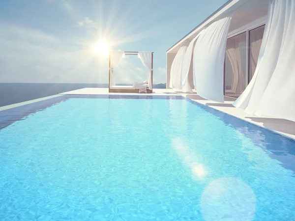 Luxury swimming pool. color edit.3d rendering — Stock Photo, Image