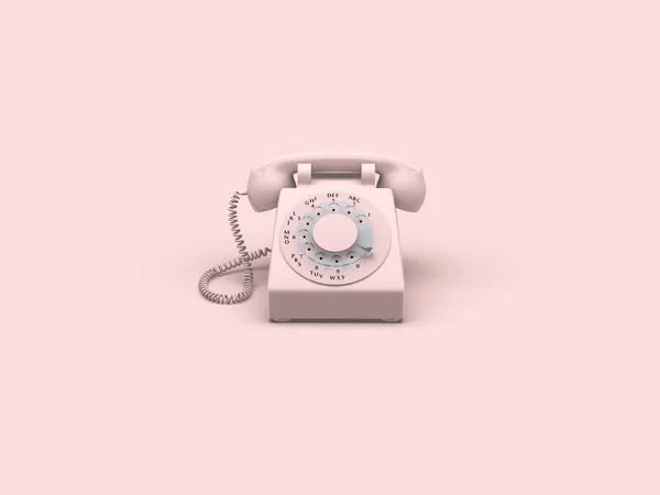 Vintage telefon na różowym tle. renderowania 3D — Zdjęcie stockowe